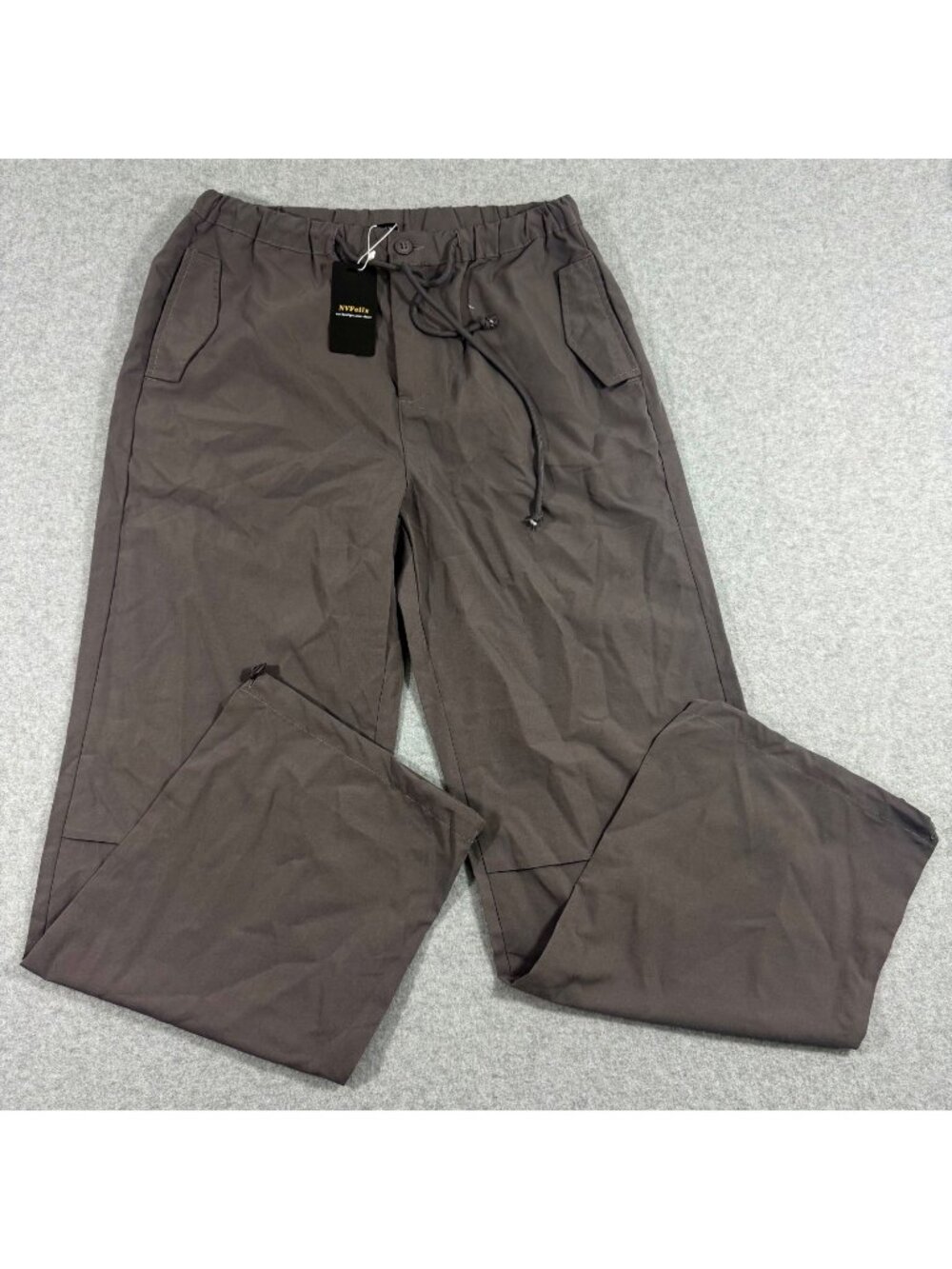 NVFelix Women’s Parachute Pants XL Gray Wide Leg Drawstring Utility NWT